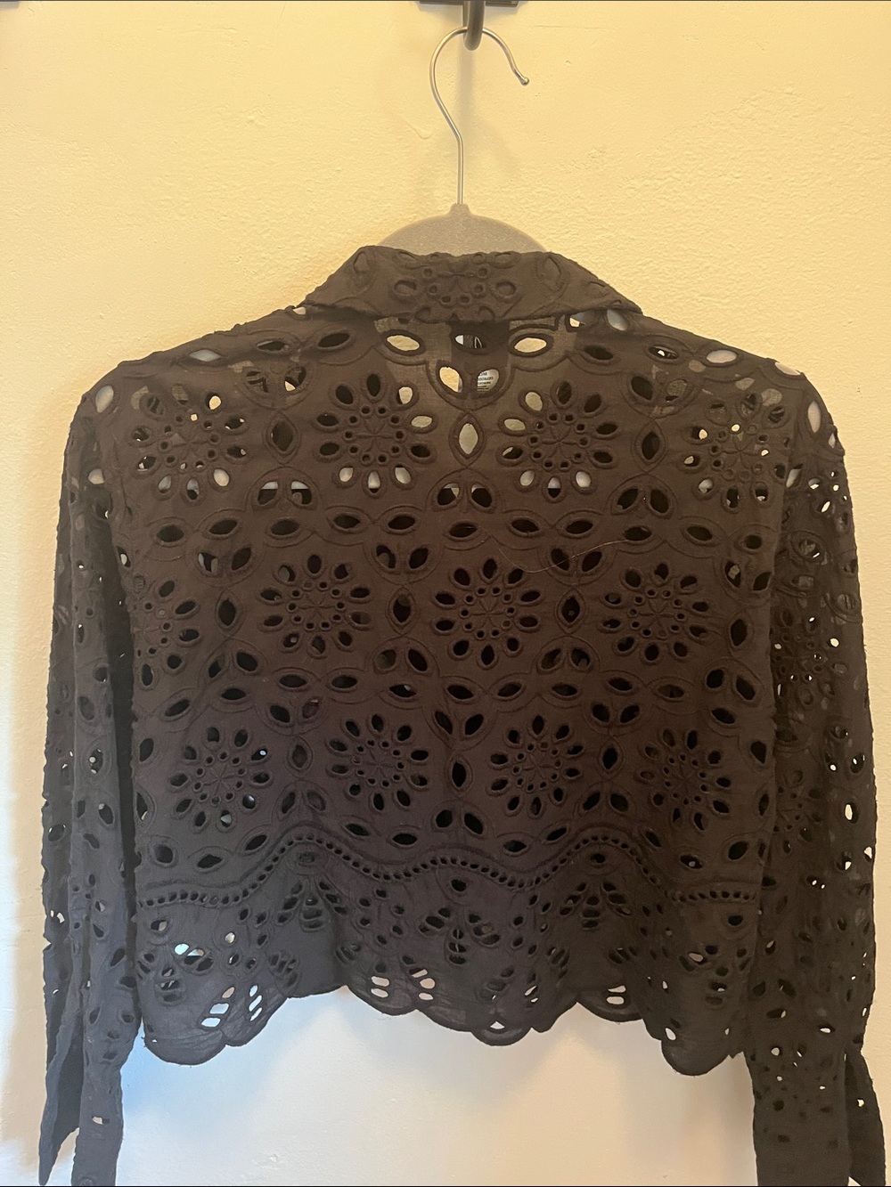 Joie Black Eyelet Button-Down Cropped Shirt - Picture 5 of 5